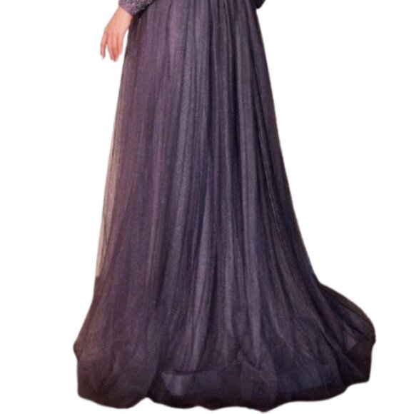 SALE NWT Ladivine CD0938 Tulle Mother of the Bride Dress Eggplant 14 - Picture 4 of 6